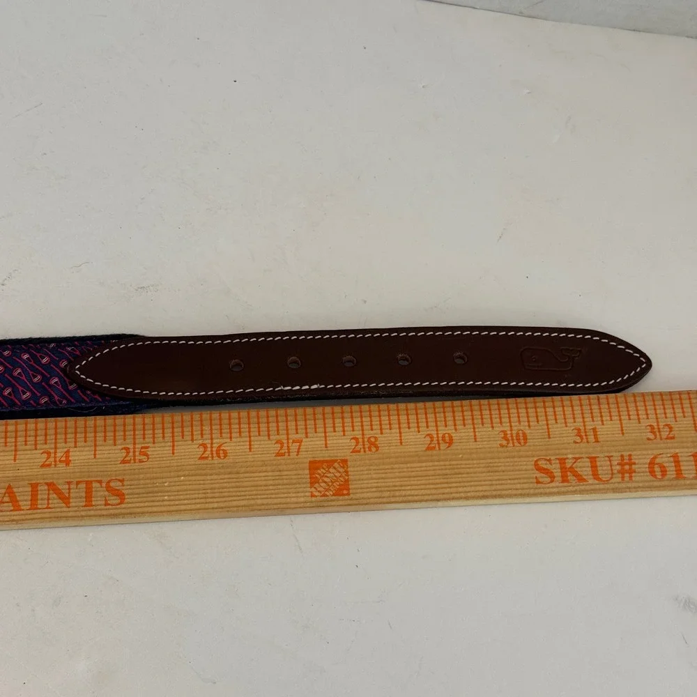 Vineyard Vines Belt Mens 28 Navy Blue Lacrosse Novelty Stick‎ Canvas Leather